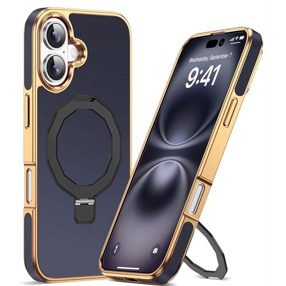 iPhone 16 Case with Invisible Magnetic Stand, Compatible with Mag-Safe